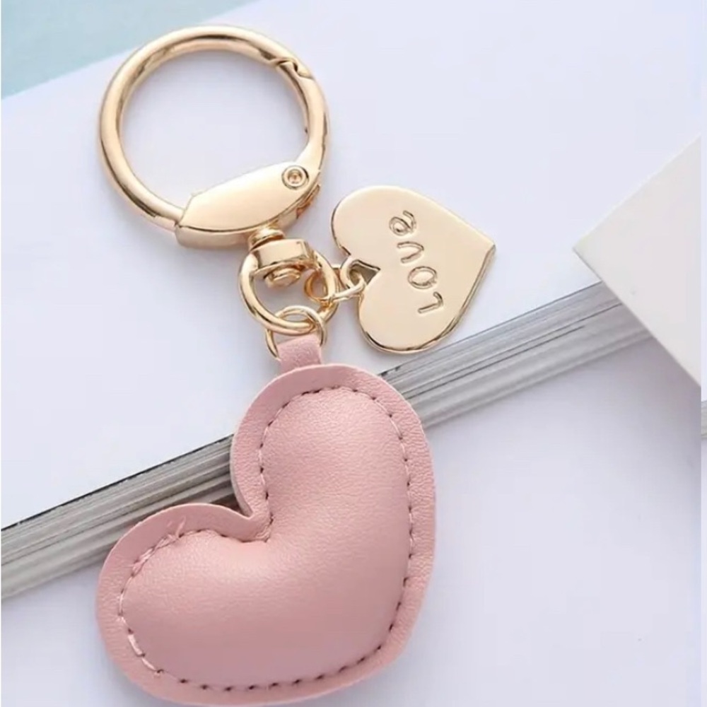 Pink Heart Love PU Leather Key/Bag Charm 🆕 Pick 3/$15